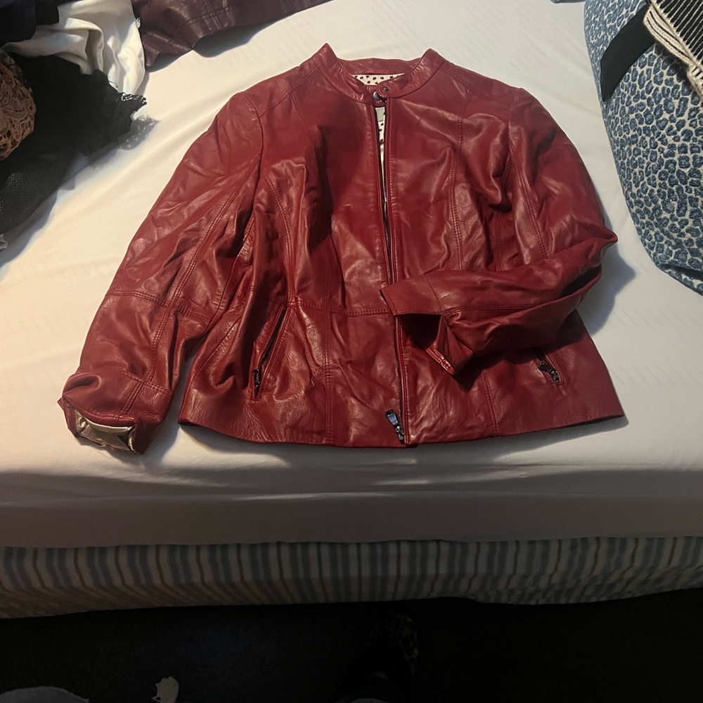Gerry Weber Deep Red Leather Jacket